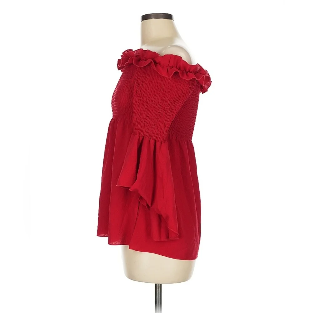 SHEIN Red Ruffle Off-Shoulder Blouse - Picture 4 of 5